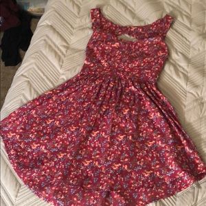 Pink floral backless dress